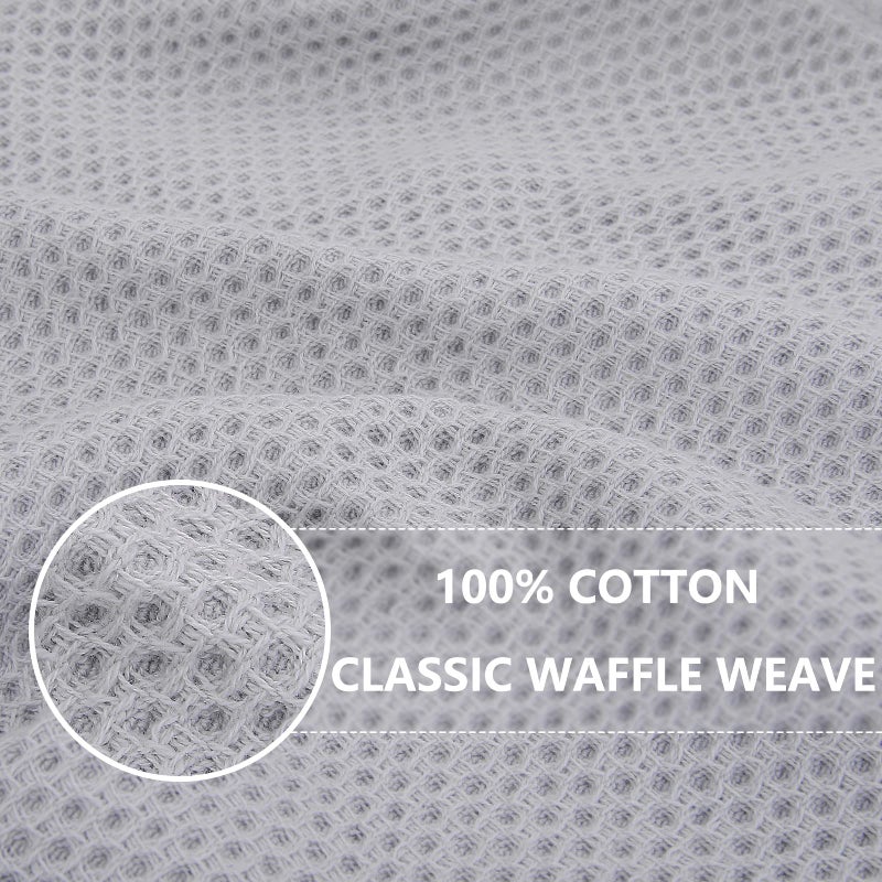 Homaxy 100% Cotton Waffle Weave Kitchen Dish Towels, Ultra Soft Absorbent Quick Drying Cleaning Towel, 13 x 28 Inches, 4-Pack, Light Gray - Image 2
